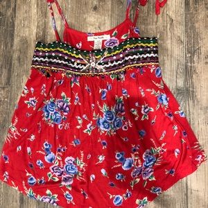 Multicolored tie strap top